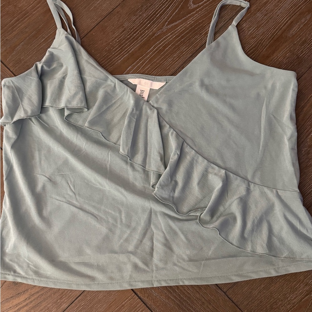 Light Blue/green Ruffled Women's Top - Picture 12 of 15